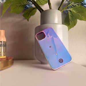 Loopy Iridescent Blue Pink Purple Holographic iPhone 13 Case (No loop strap)